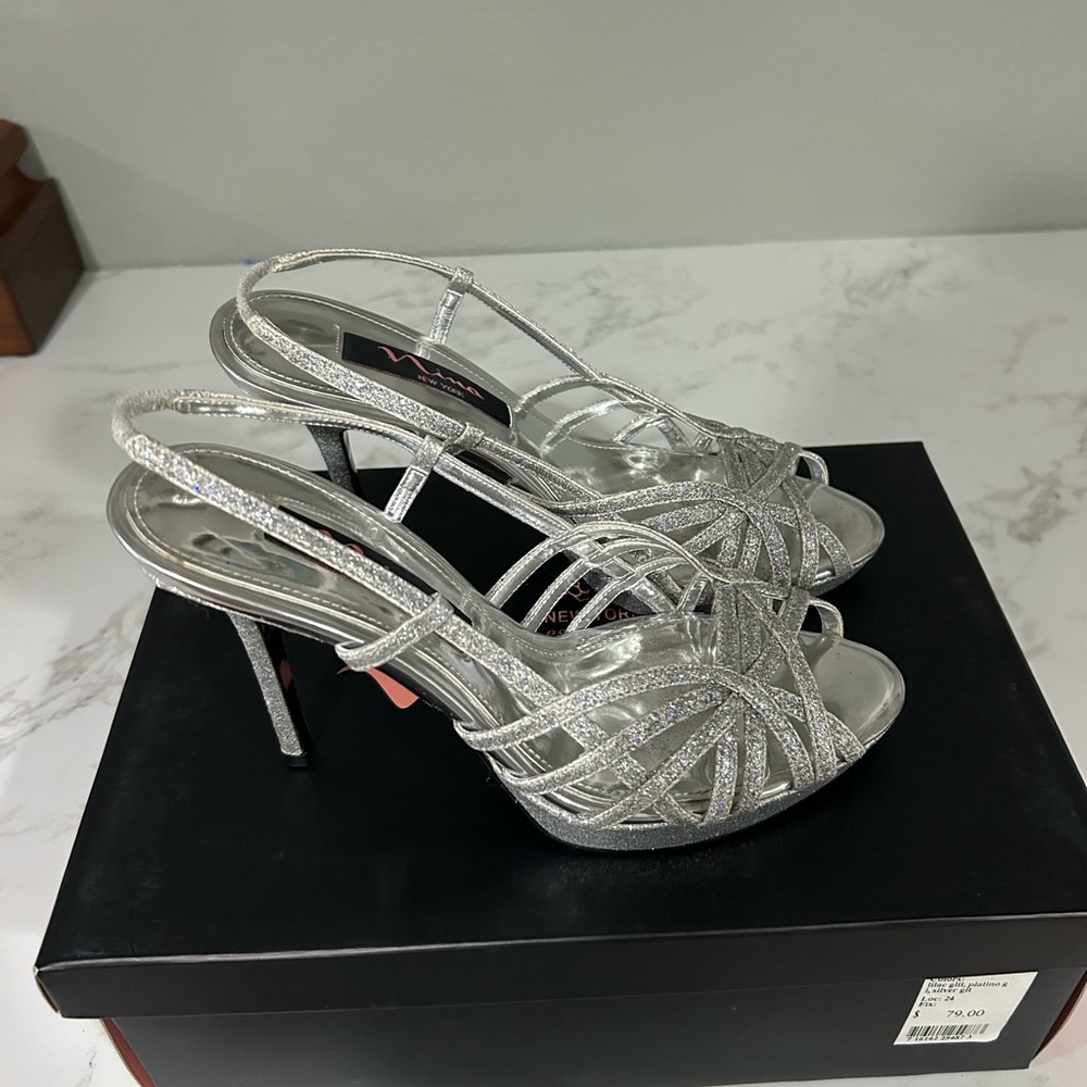 Nina Silver Glitter Heels